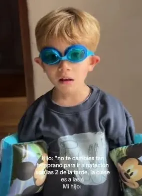 Alfonso con antiparras, listo para natación