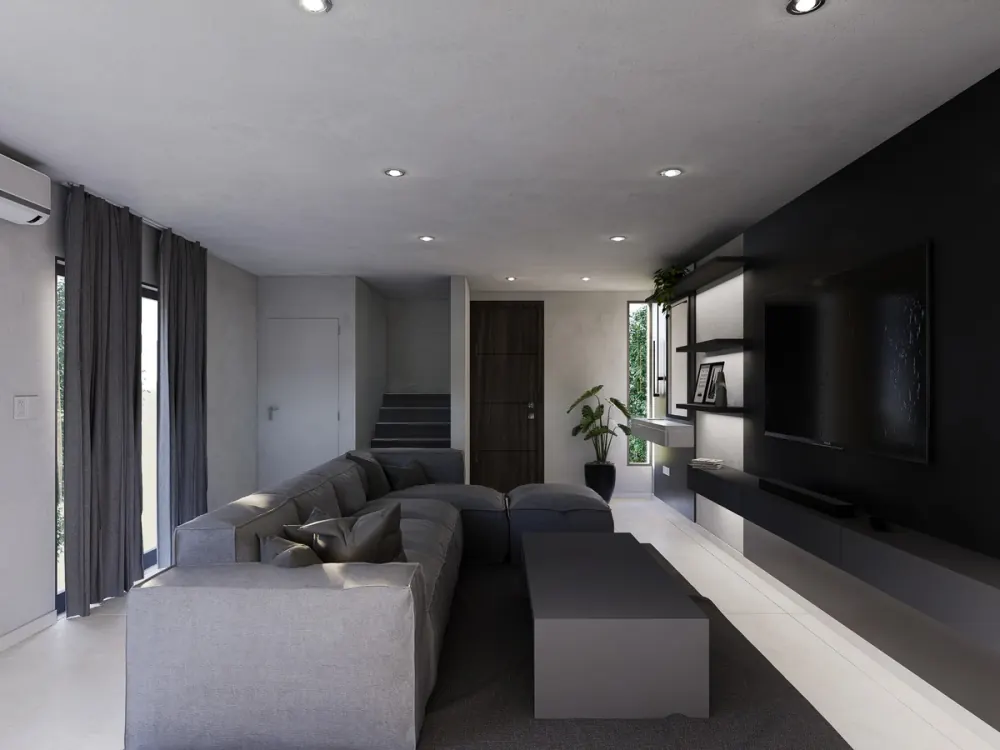 Departamento JF — Estar y rack de TV